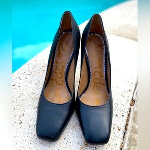 Sam Edelman Women’s High Heels Black Leather Size 10 Square Toe